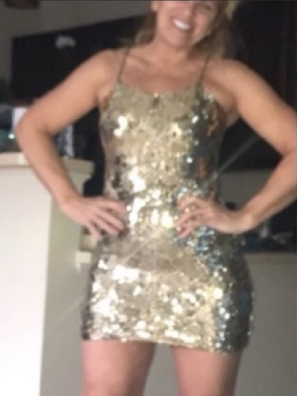 Karen Lucas for Niki Bodycon Sequin Gold Cocktail Dress